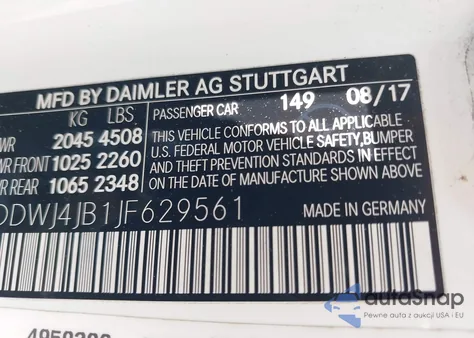 2018 Mercedes-Benz C 300 from USA, damaged, VIN WDDWJ4JB1JF629561